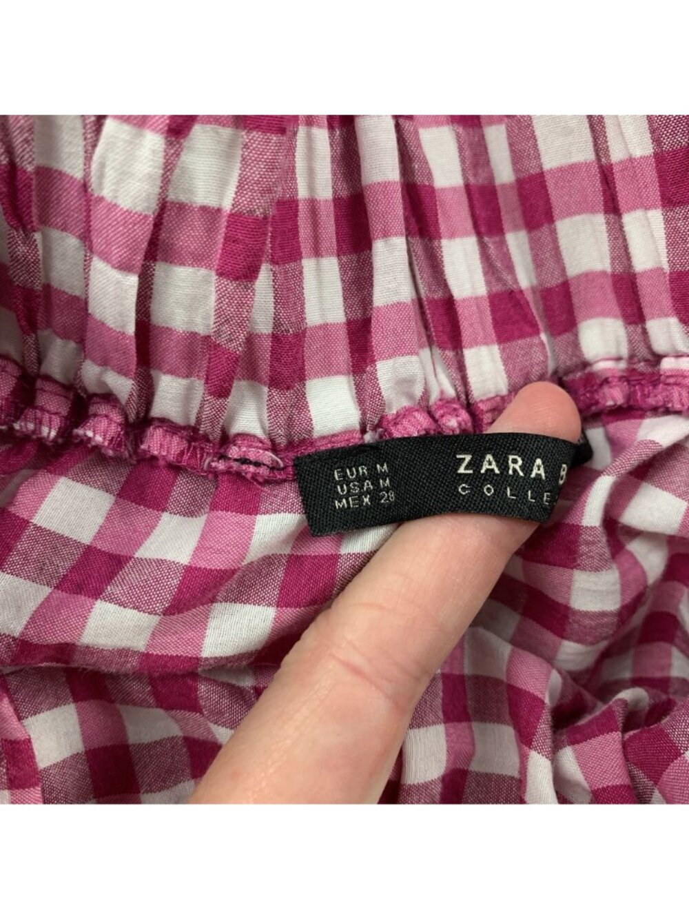 Zara Pink Gingham Checkered A-Line Skirt M - Picture 5 of 7